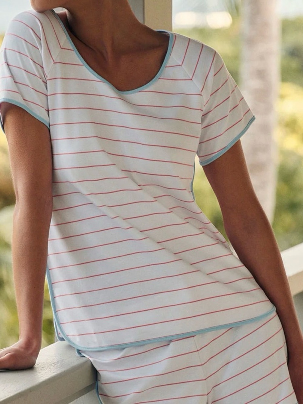 LAKE Pima Pajama Top in Dulce Boating Stripe Size Medium